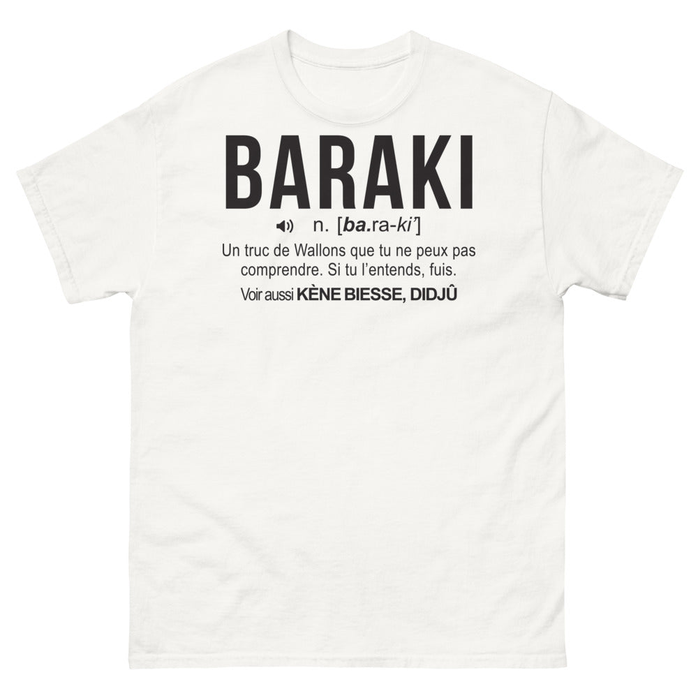 T-shirt Wallon blanc - Un hommage hilarant au Baraki
