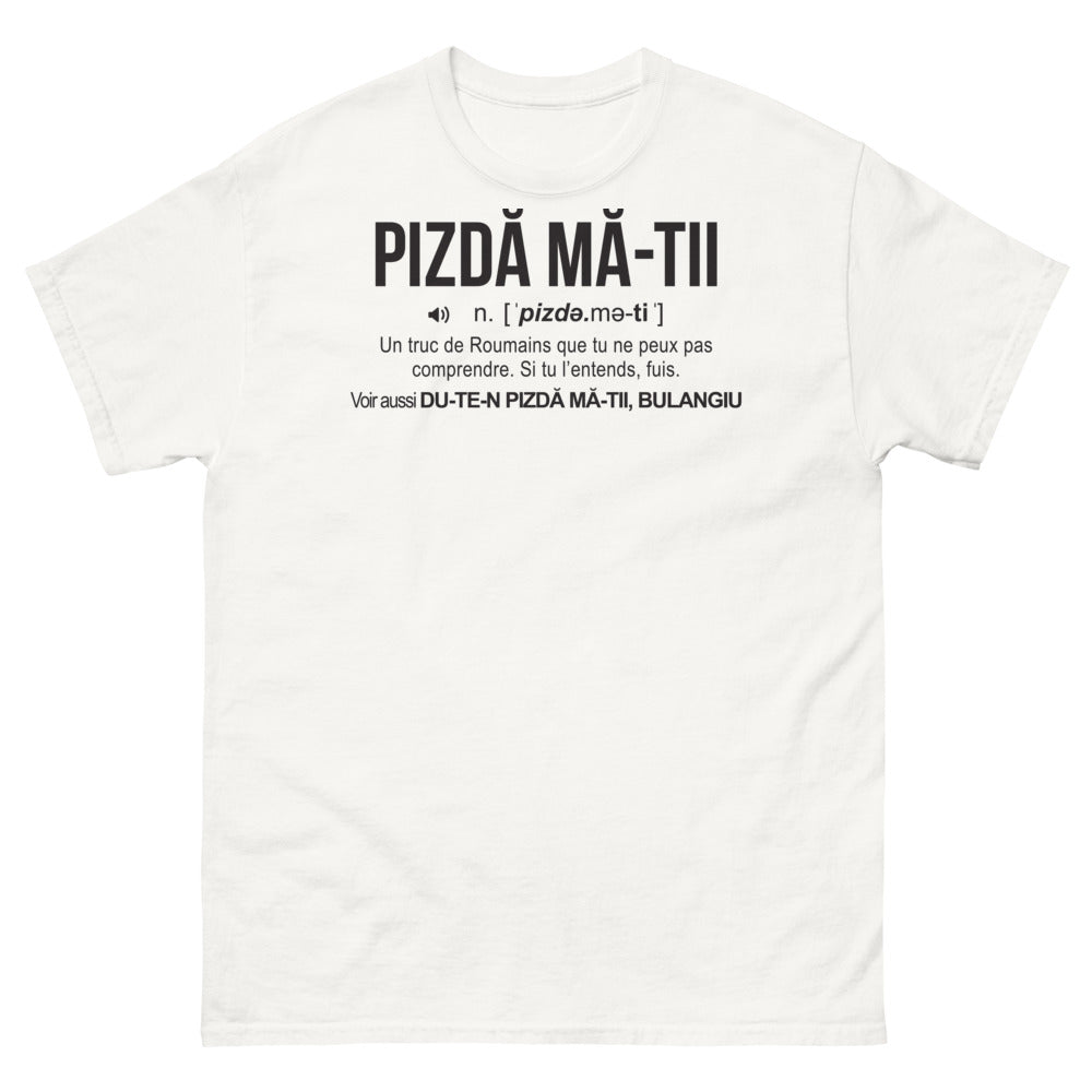 T-shirt Roumanie blanc - Expression intrigante et humoristique