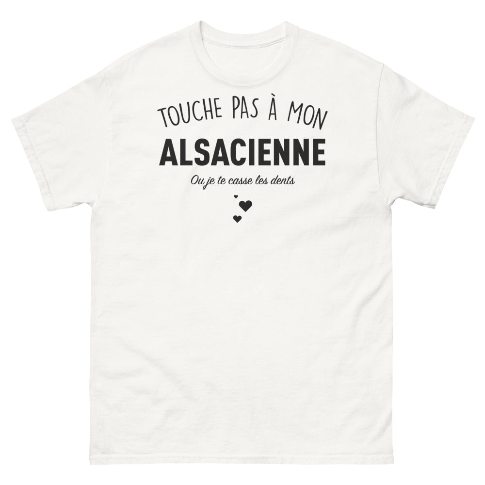 T-shirt Alsace blanc - Touche pas à mon Alsacienne !