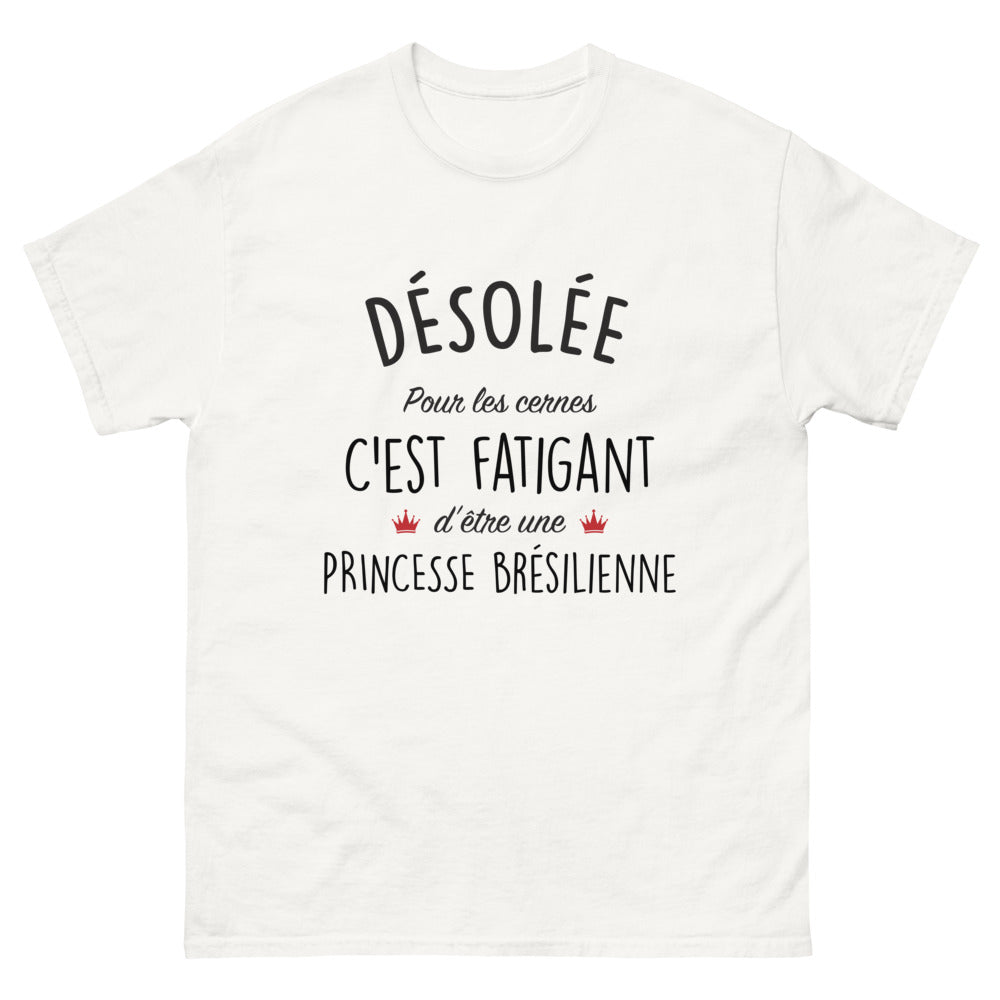 T-shirt Brésil blanc - Désolée pour les cernes, humour royal