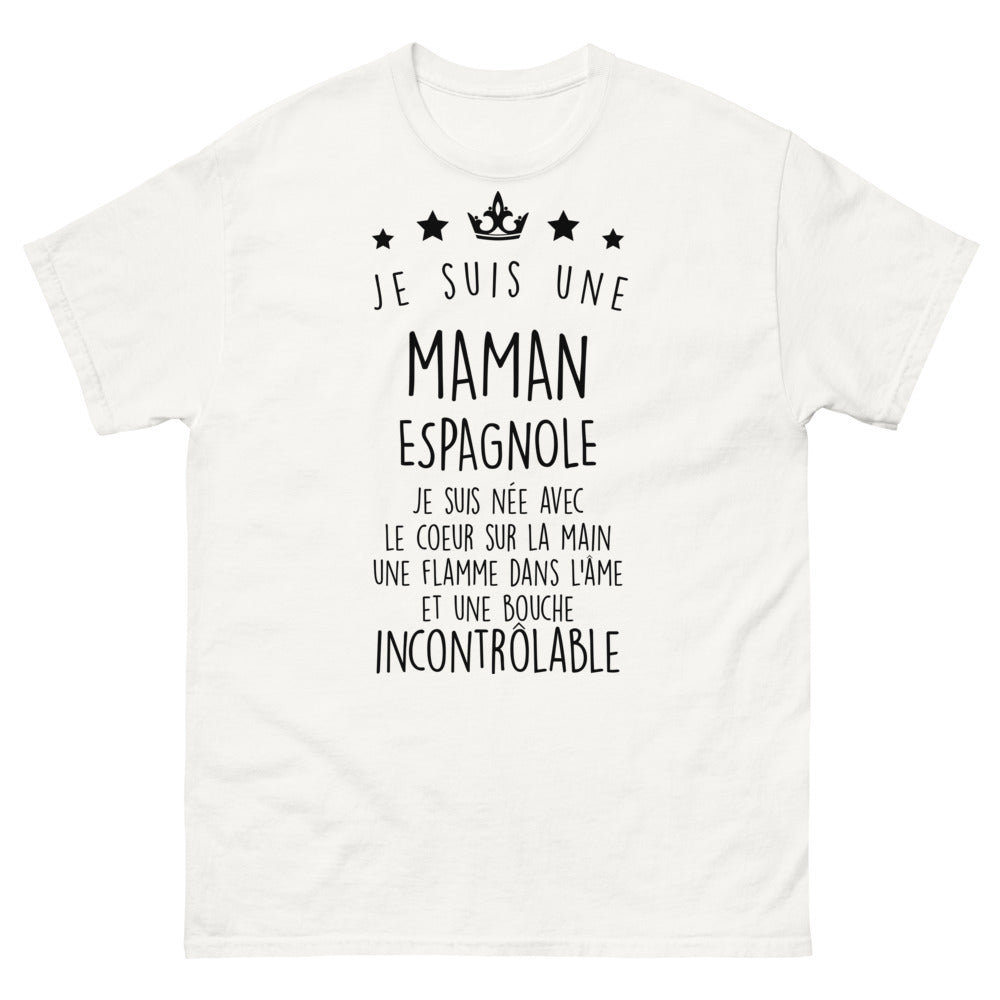 T-shirt Espagne blanc - Maman avec le cœur sur la main
