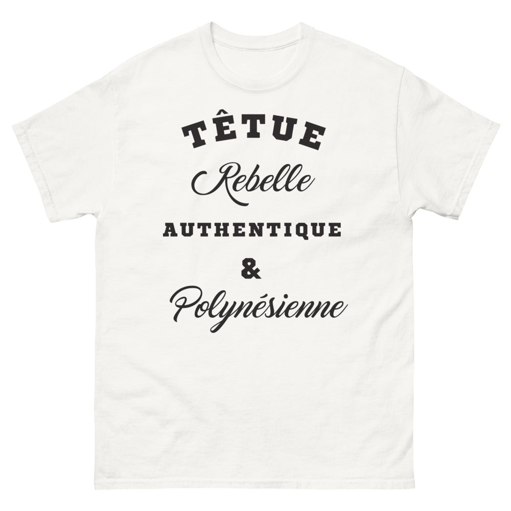 T-shirt Polynésien blanc - Têtue Rebelle Authentique