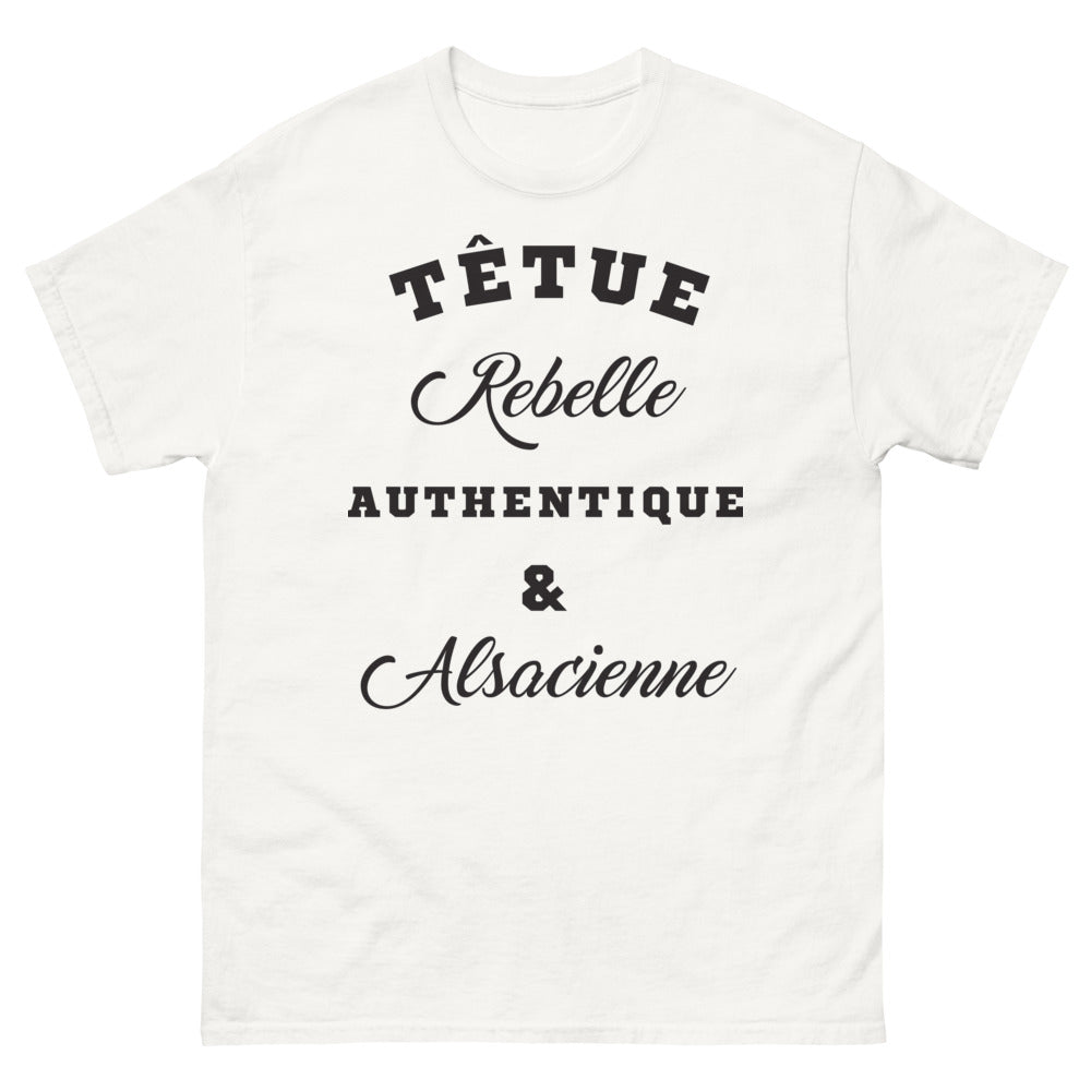 T-shirt Alsace blanc - Têtue et rebelle authentique