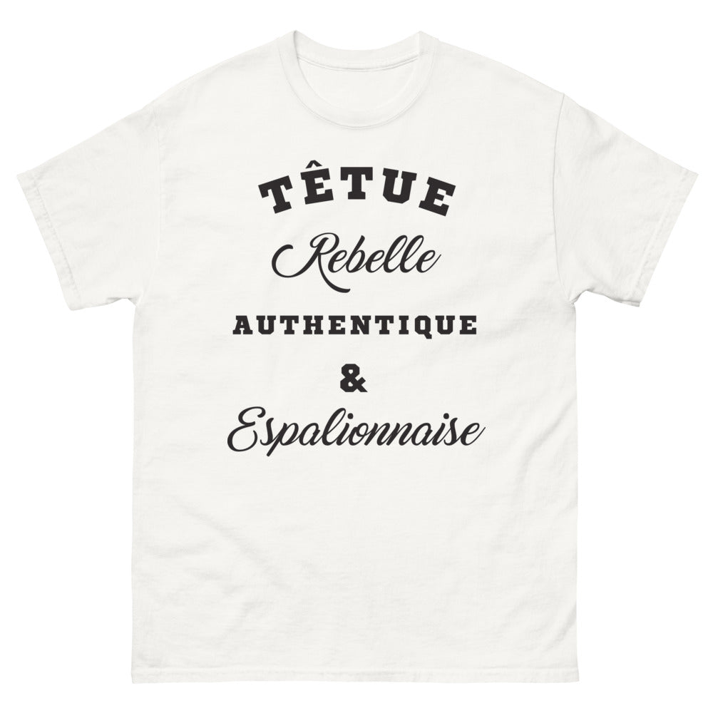 T-shirt Aveyron blanc - Fierté d'Espalion, têtue et rebelle