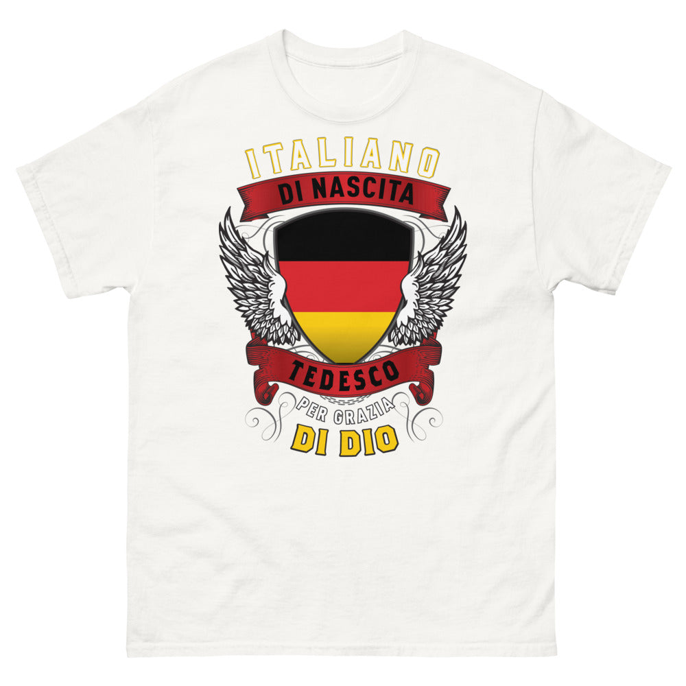 T-Shirt Italo-tedesca bianca - Italiano di nascita, tedesco per grazia di Dio