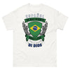 T-shirt Espagne Brésil blanc - Español de Nacimiento, Brasileño por la Gracia de Dios