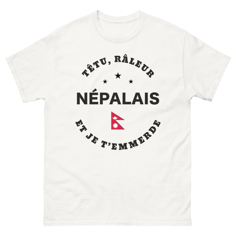 T-shirt Népal blanc - Têtu râleur népalais et je t'emmerde