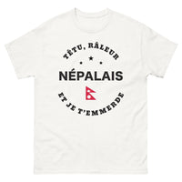 Thumbnail for T-shirt Népal blanc - Têtu râleur népalais et je t'emmerde