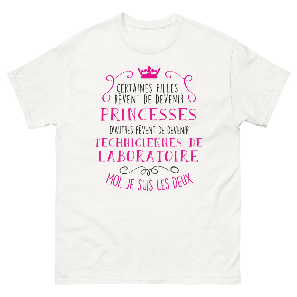 T-shirt princesse et technicienne de laboratoire blanc - je suis les deux