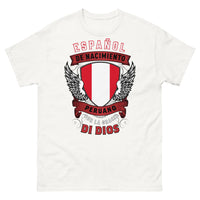 Thumbnail for T-shirt Español de nacimiento, Peruano por la gracia de Dios blanc - fierté et humour