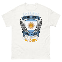 Thumbnail for T-shirt Espagnol-Argentin blanc - 'Español de Nacimiento, Argentino por la Gracia de Dios'