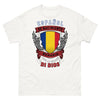 T-shirt Espagnol/Roumain blanc - Español de nacimiento, Rumano por la gracia de Dios