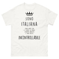 Thumbnail for T-Shirt Italiana bianca - Sono Italiana, Cuore in Mano e Bocca Incontrollabile