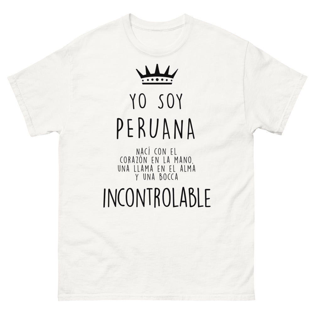 T-shirt Pérou blanc - cœur, llama et bouche incontrolable