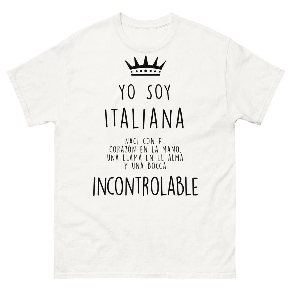 T-shirt Yo Soy Italiana blanc - cœur et fierté italienne