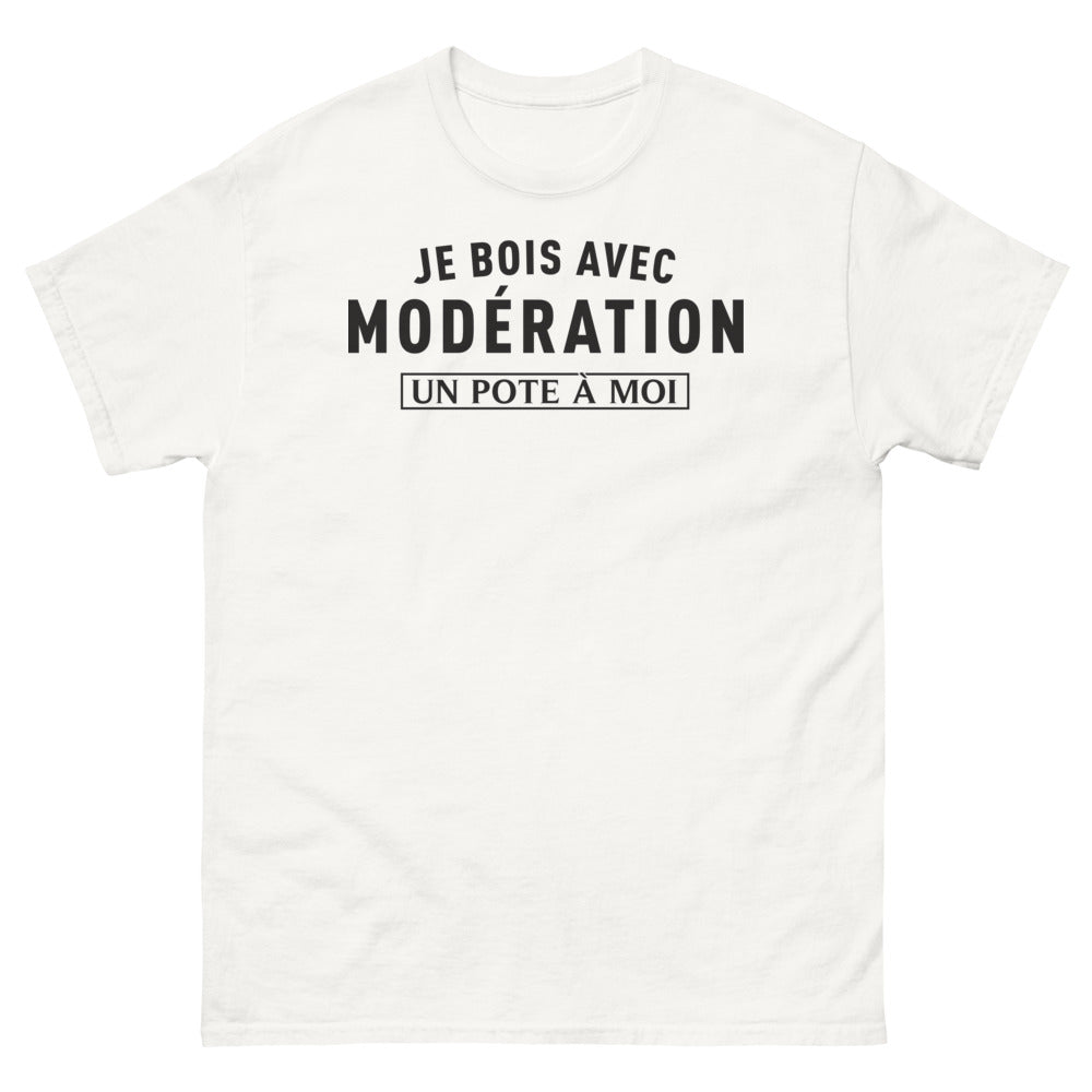 T-shirt humour blanc - Je bois avec modération