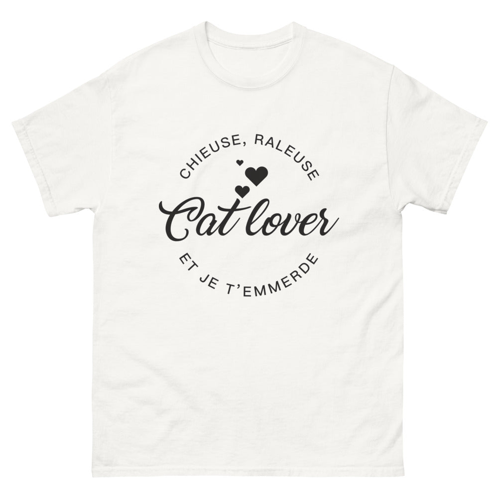 T-shirt amatrices de chats blanc - humour félin et caractère audacieux
