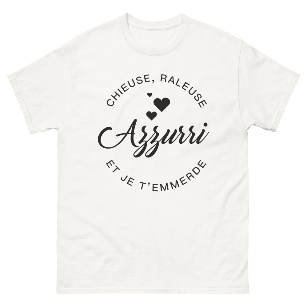 T-shirt Chieuse râleuse azzurri blanc - j't'emmerde