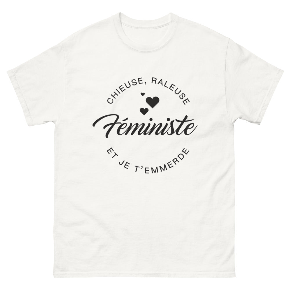 T-shirt chieuse râleuse féministe blanc - Je t'emmerde