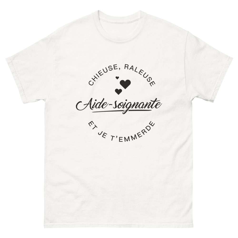 T-shirt aide-soignante blanc - Chieuse râleuse et je t'emmerde