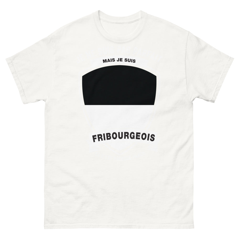 T-shirt Fribourgeois blanc - Je ne suis pas parfait, mais je suis Fribourgeois