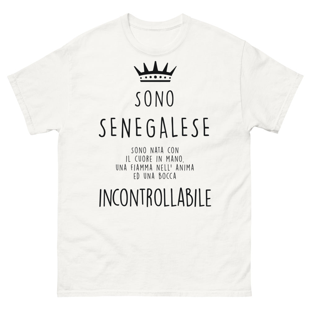 T-shirt Sono Senegalese blanc - cuore in mano, fiamme italiche