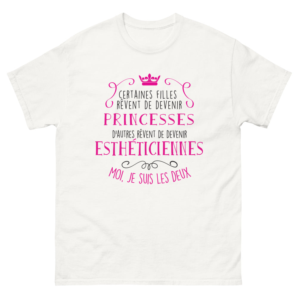 T-shirt Fille Princesse Esthéticienne blanc - double passion féérie et soin