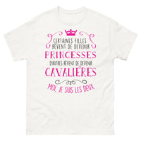 Thumbnail for T-shirt filles cavalières et princesses blanc - double facette princesse et cavalière