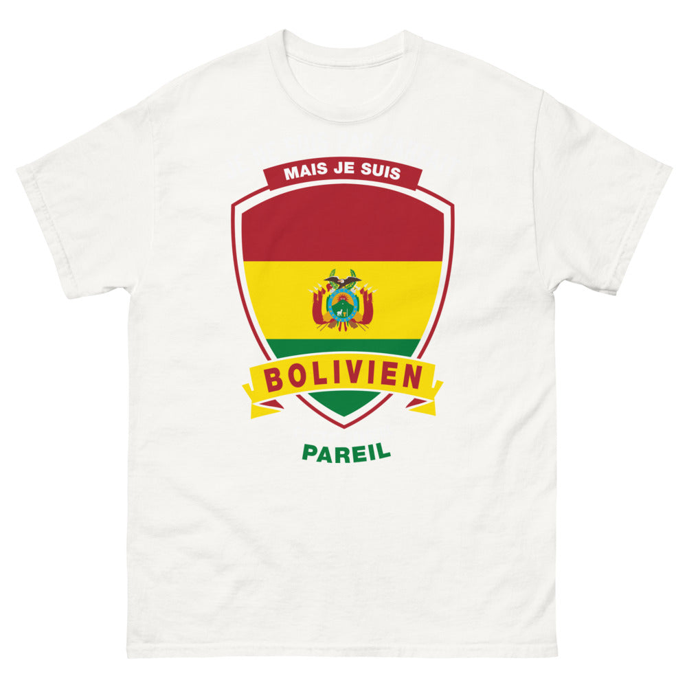 T-shirt Bolivie blanc - Je ne suis pas parfait mais je suis Bolivien et c'est presque pareil