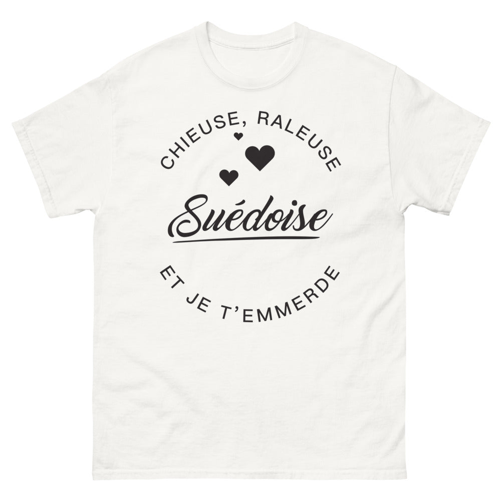 T-shirt Suédoise blanc - rebelle et humour nordique