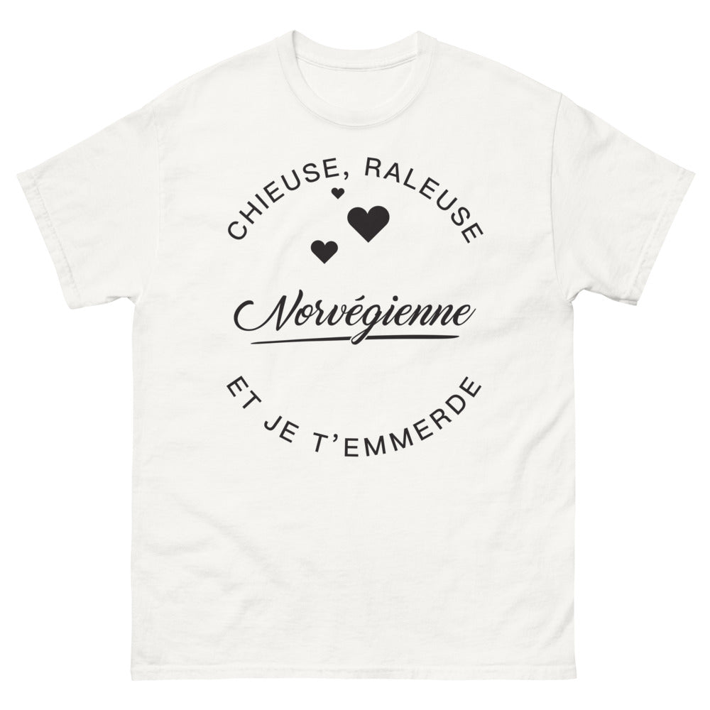 T-shirt Norvégienne blanc - chieuse râleuse et je t'emmerde