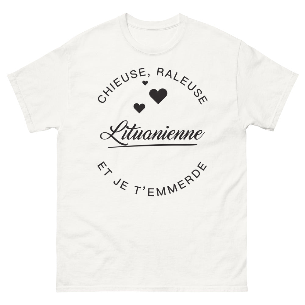 T-shirt lituanienne blanc - chieuse râleuse, je t'emmerde