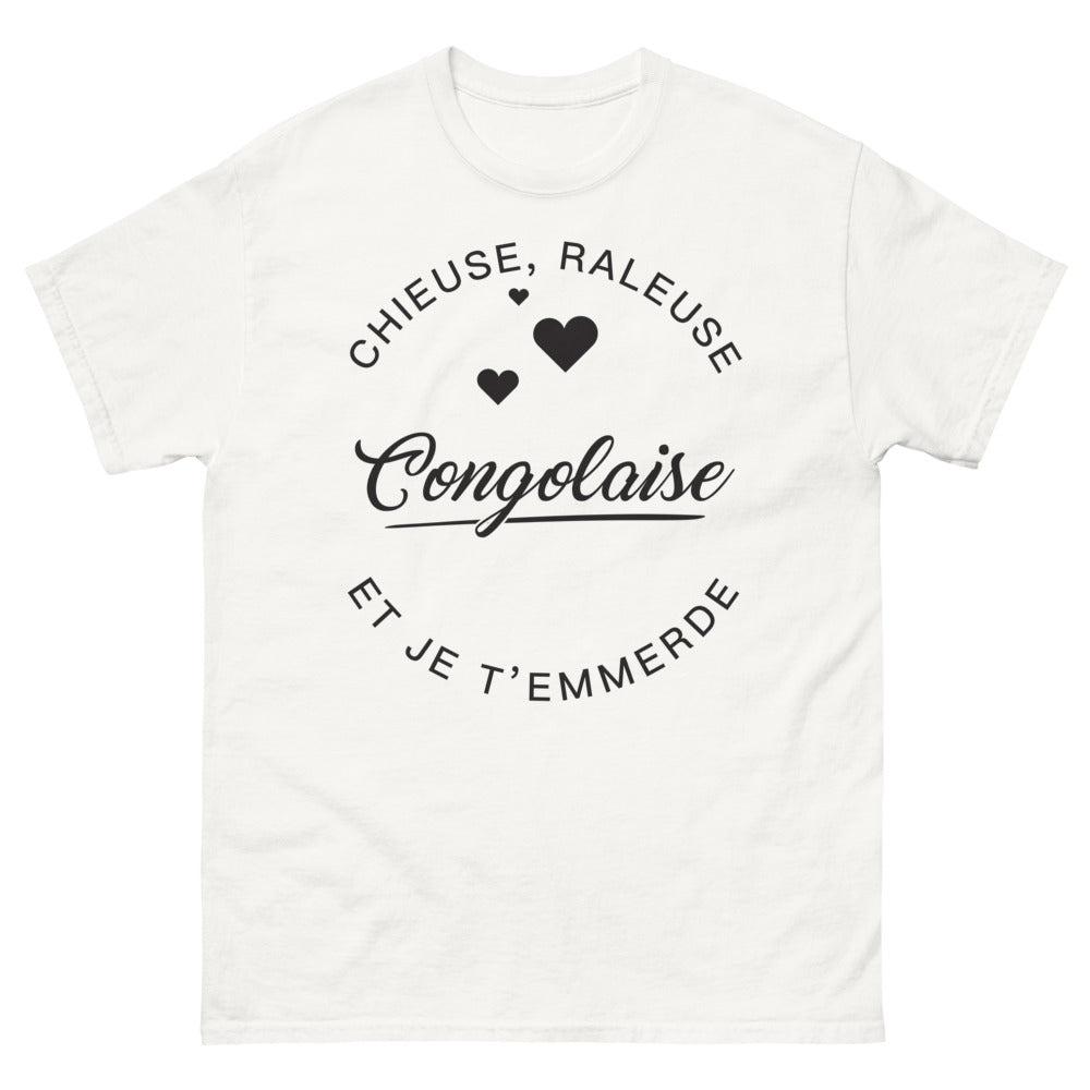 T-shirt Congolaise blanc - chieuse râleuse fière