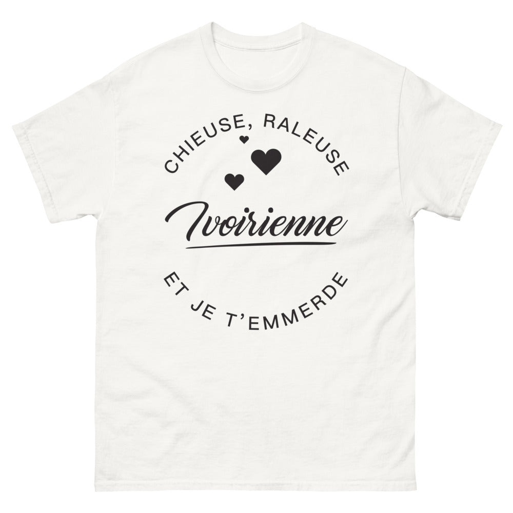 T-shirt ivoirienne blanc - chieuse râleuse et humour franc