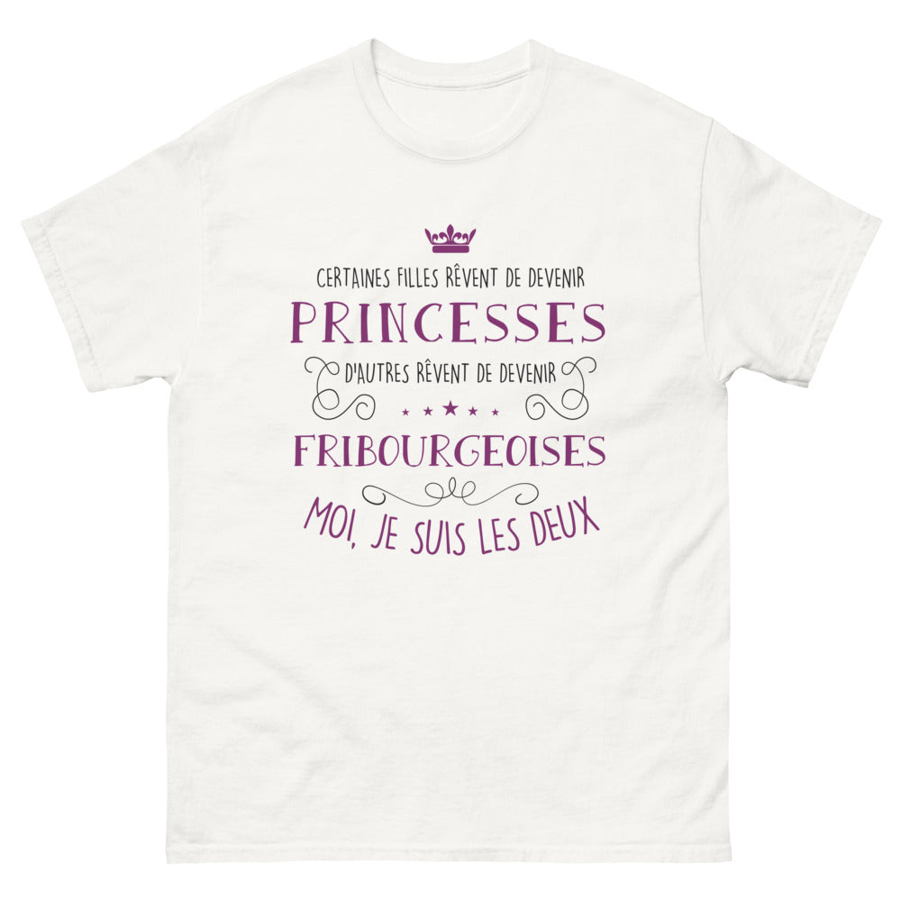 T-shirt Princesse et Fribourgeoise blanc - double identité fière