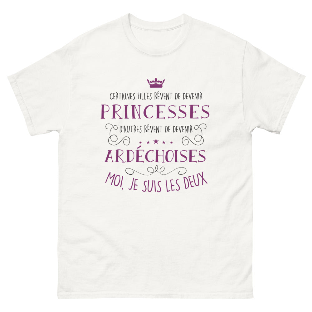 T-shirt Ardèche blanc - Certaines filles rêvent de devenir princesses et ardéchoises