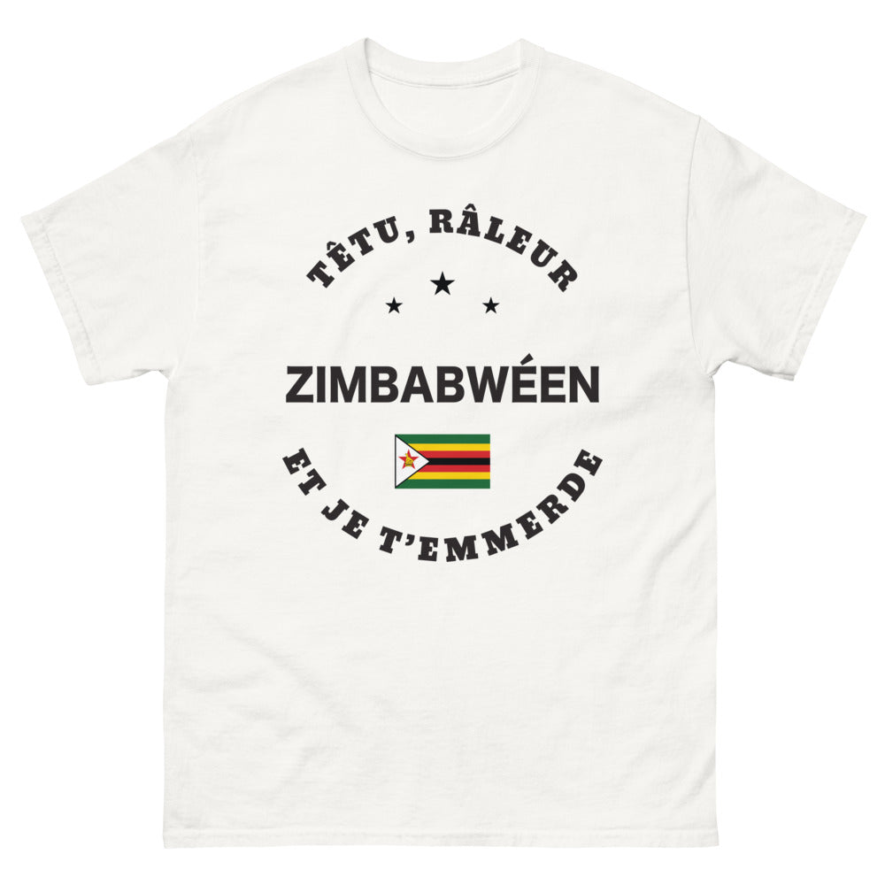 T-shirt zimbabwéen blanc - Râleur Zimbabwéen et je t'emmerde