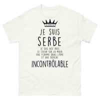 Thumbnail for T-shirt Serbe blanc - cœur sur la main, flamme intrépide