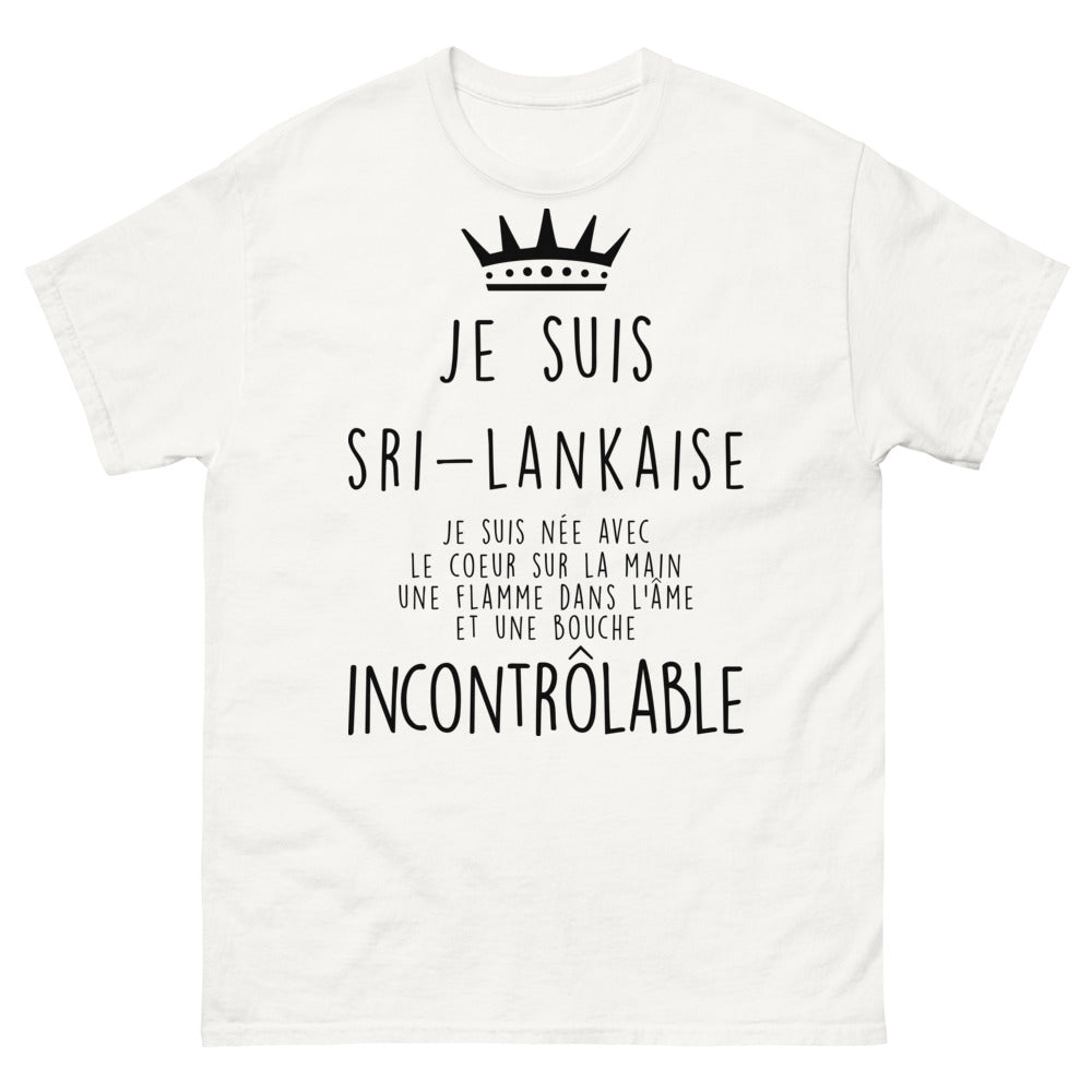 T-shirt Sri-Lankaise blanc - Coeur sur la main, bouche incontrôlable