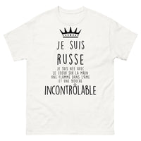 Thumbnail for T-shirt Russie blanc - cœur sur la main, flamme incontrôlable