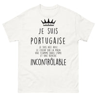 Thumbnail for T-shirt Portugaise blanc - cœur sur la main et flamme dans l'âme