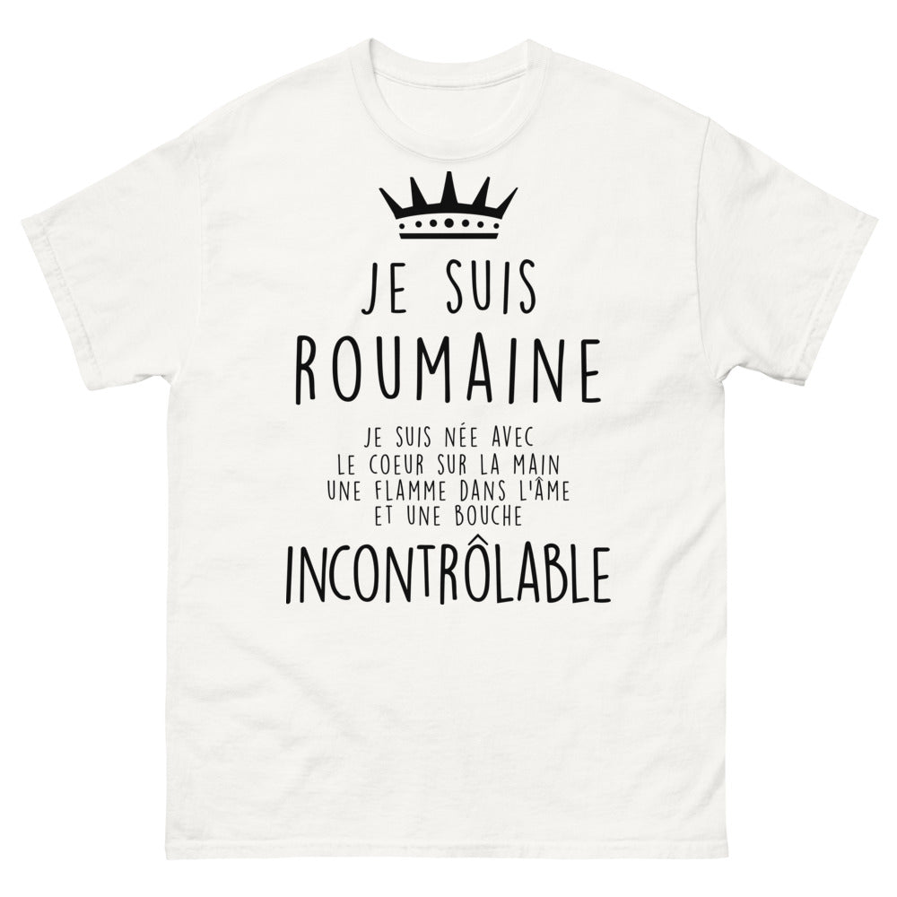 T-shirt Roumain blanc - cœur sur la main, flamme dans l'âme