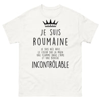 Thumbnail for T-shirt Roumain blanc - cœur sur la main, flamme dans l'âme