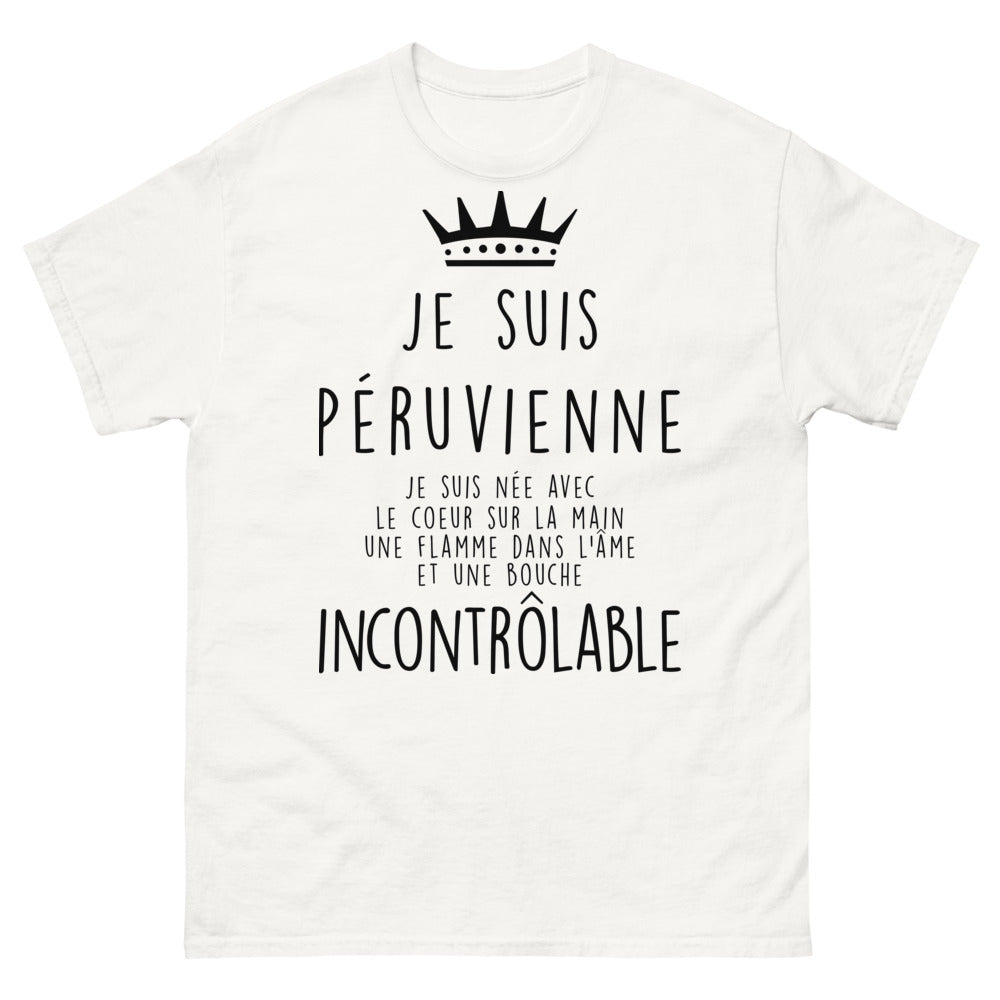 T-shirt Péruvienne blanc - cœur sur la main et flamme dans l'Âme