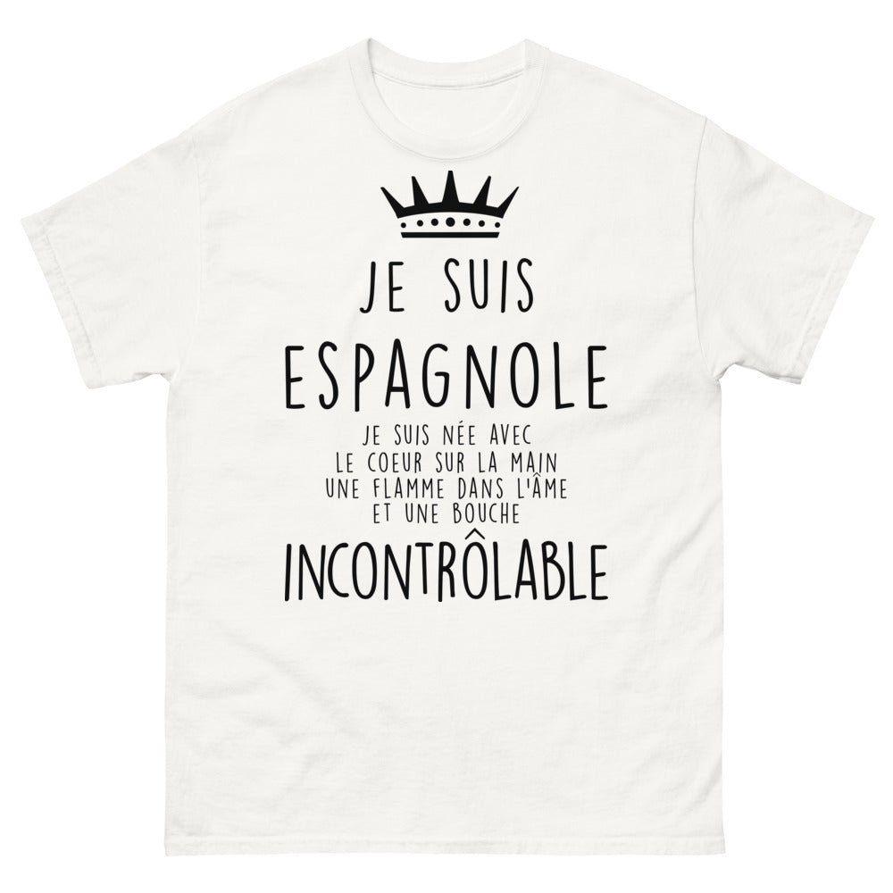 T-shirt Espagnole blanc - cœur sur la main, flamme dans l'âme