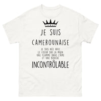 Thumbnail for T-shirt Camerounaise blanc - cœur sur la main et bouche incontrôlable