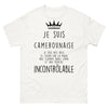 T-shirt Camerounaise blanc - cœur sur la main et bouche incontrôlable