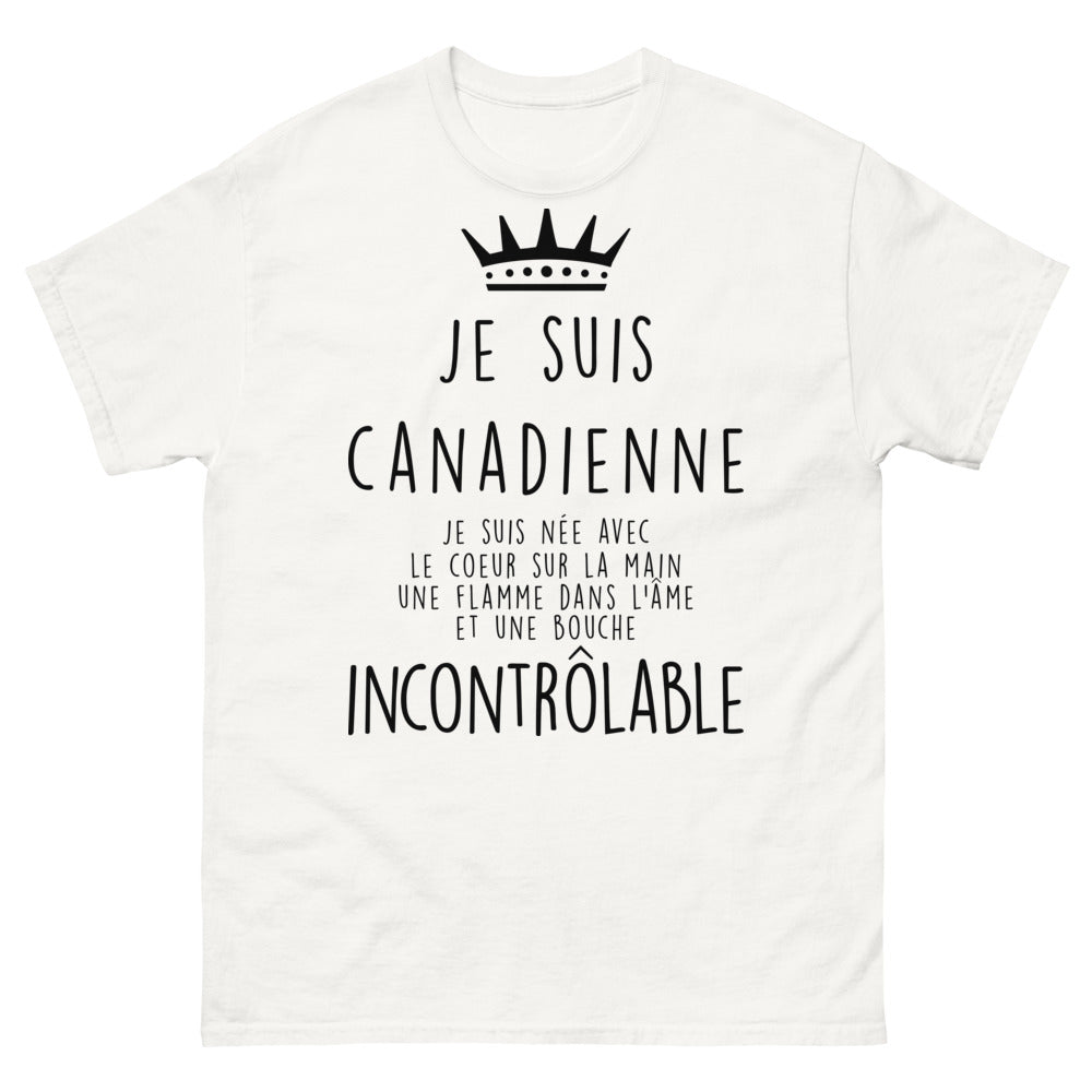 T-shirt Canadienne blanc - cœur sur la main et flamme dans l’âme