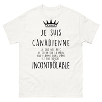 Thumbnail for T-shirt Canadienne blanc - cœur sur la main et flamme dans l’âme