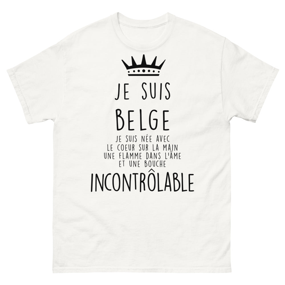 T-shirt Belge blanc - cœur sur la main, flamme dans l'âme